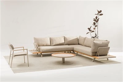Luxury Deyò Sofa Seksyonèl Ak Teak
