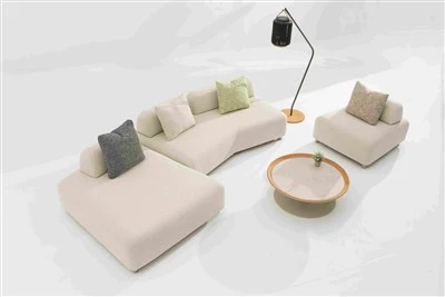 Modilè Deyò Sofa Set - Ankadreman Aliminyòm & Aksan Teak